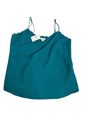 J. Crew Teal Scallop-Edge Spaghetti Strap Cami